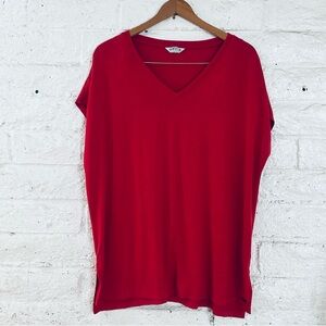 Orvis Womens V-Neck Sleeveless Pullover Knit Luxe Top Tunic SZ XXL Red